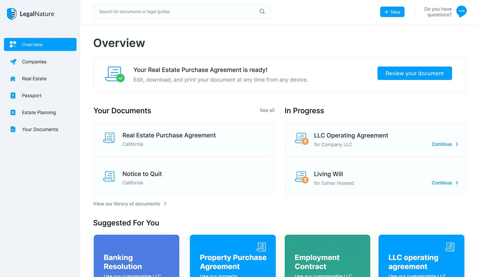 legal dashboard